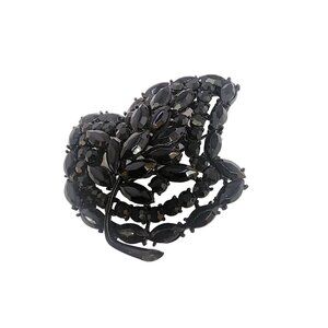 Vintage Signed Weiss Black Rhinestone Brooch (A4625)